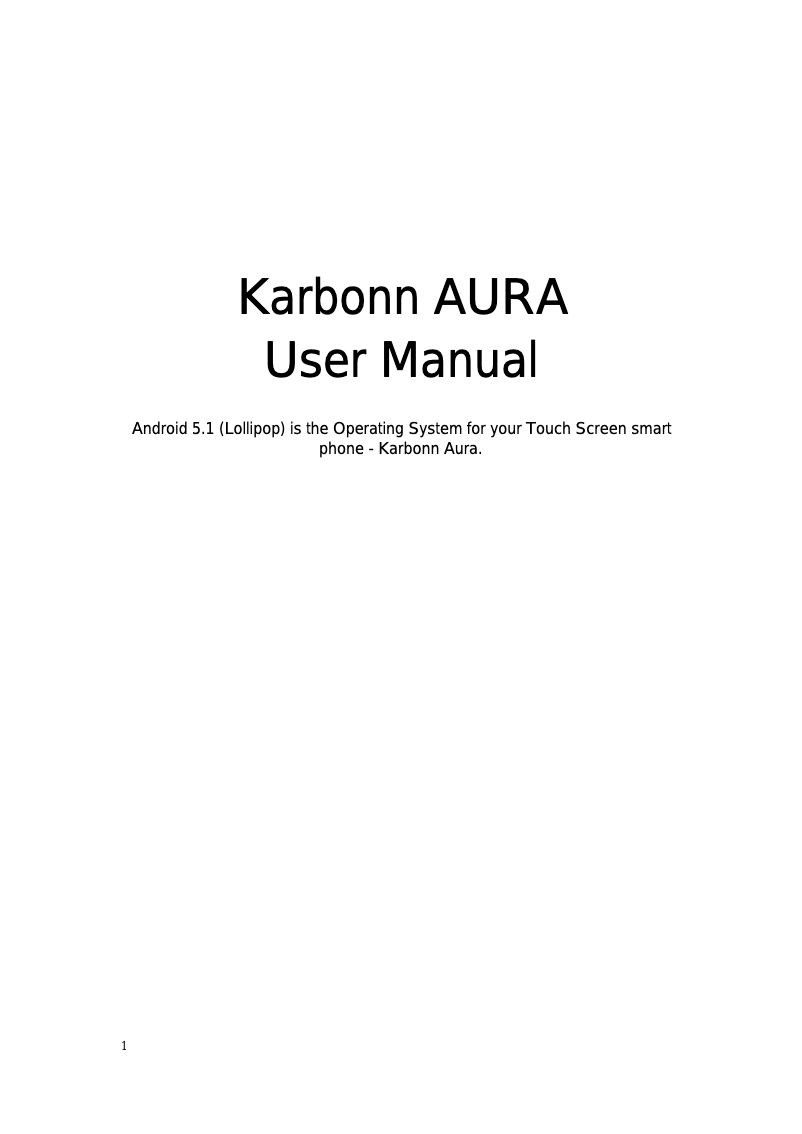 Page 1 de la notice Manuel utilisateur Karbonn Aura 9
