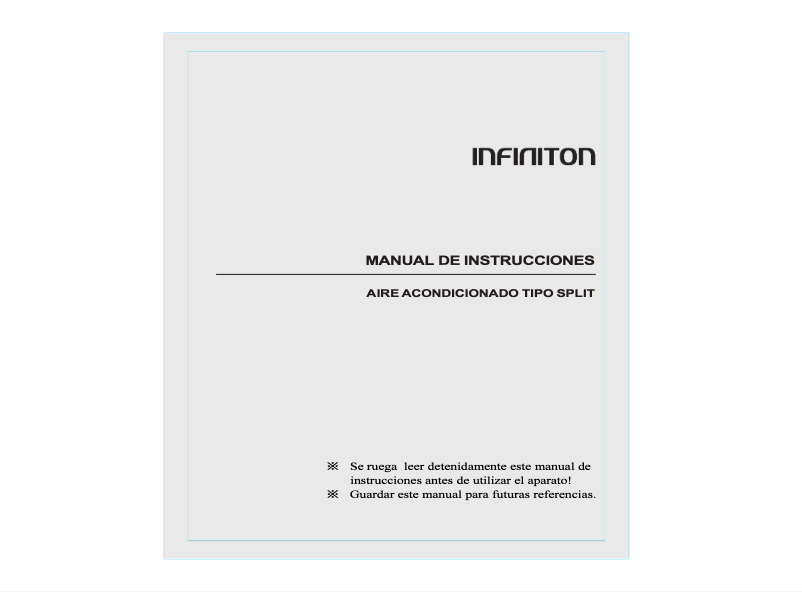 Page n°1 - Manuel utilisateur Infiniton SPLIT-3914BU