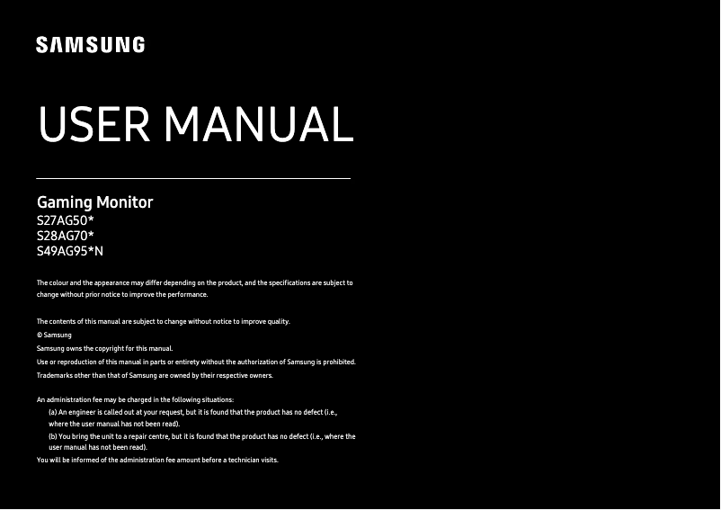 Page 1 de la notice Manuel utilisateur Samsung LS49AG952NU