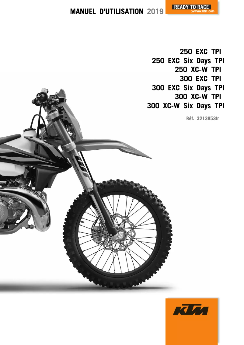 Page 1 de la notice Manuel utilisateur KTM 250 XC-W TPI (2019)