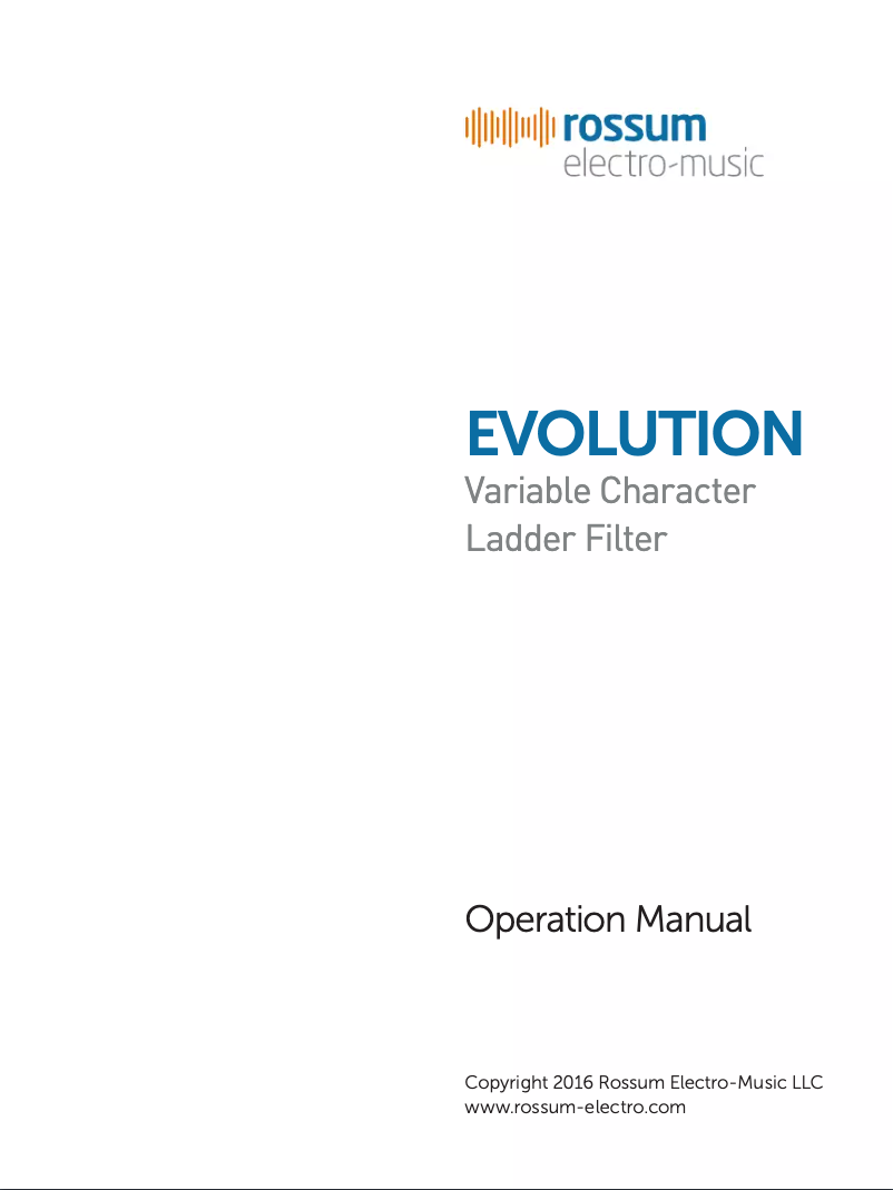 Page 1 de la notice Manuel utilisateur Rossum Electro-Music Evolution