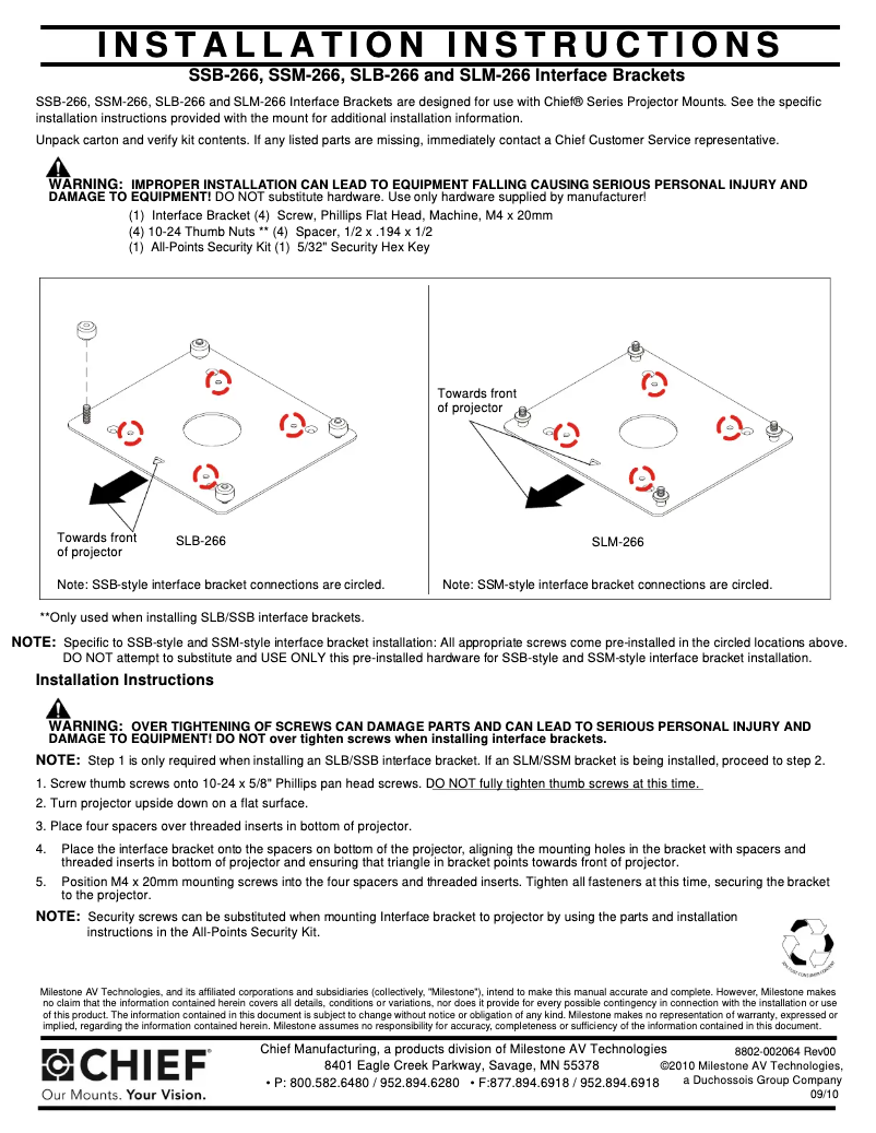 Página 1 del manual Manual de usuario Chief SLM266