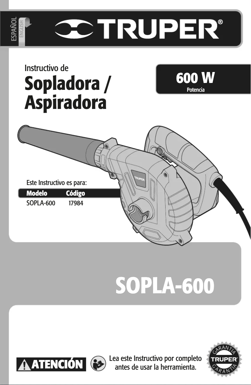 Page n°1 - Manuel utilisateur Truper SOPLA-600