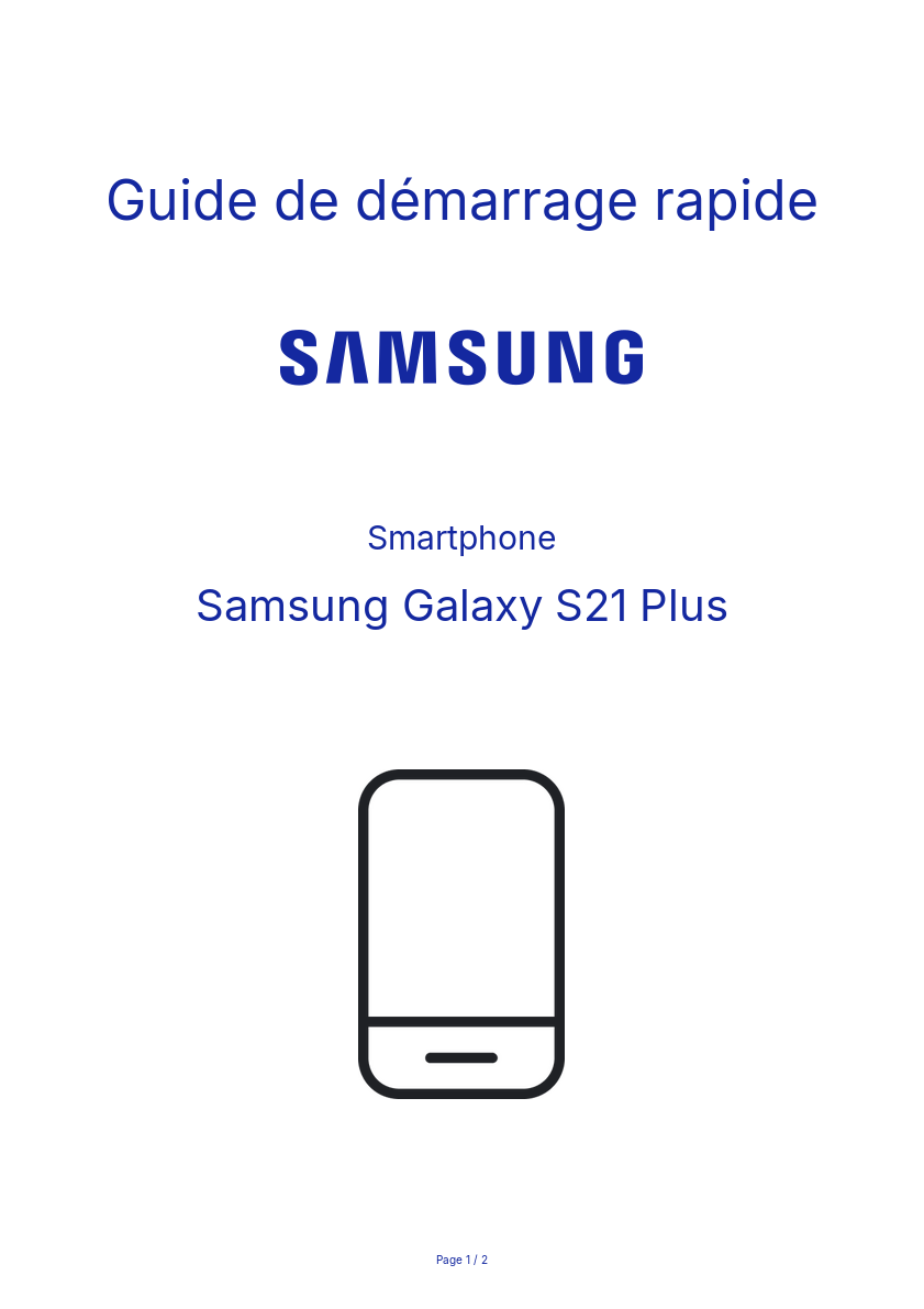 Image de la première page du manuel de l'appareil Galaxy S21 Plus