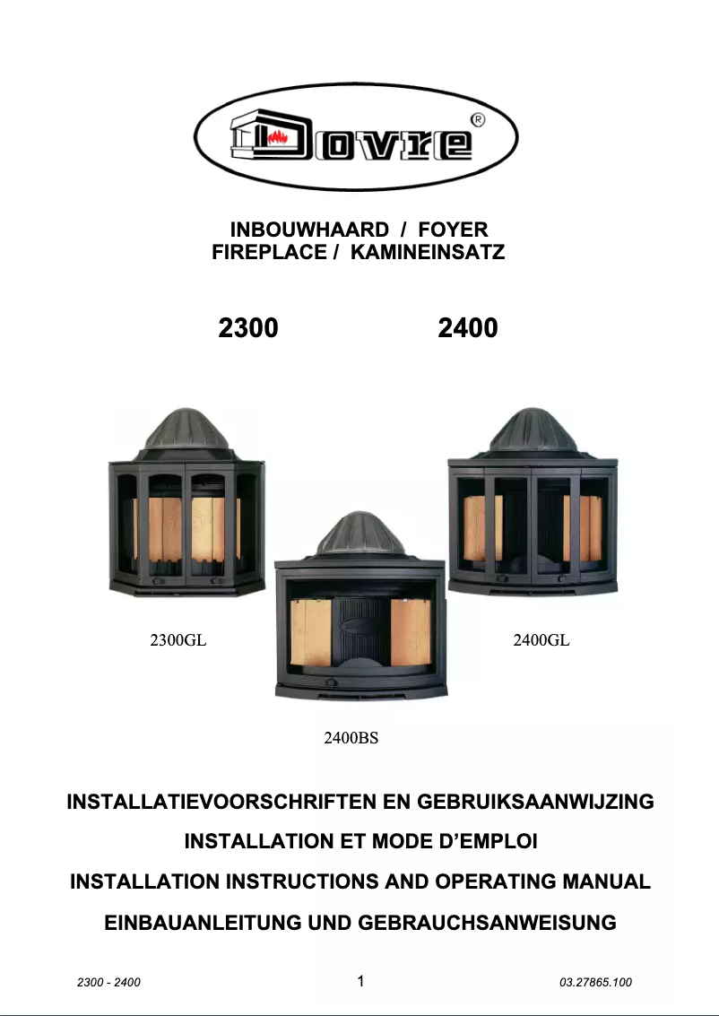 Page n°1 - Manuel utilisateur Dovre 2400GL
