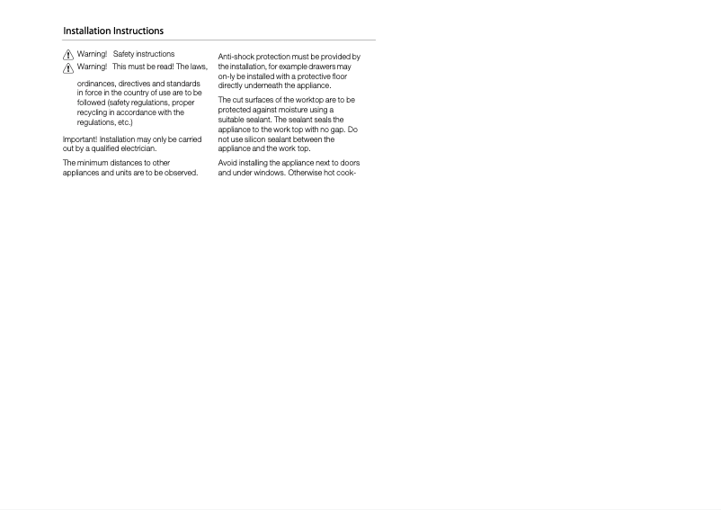 Page n°1 - Guide d'installation Electrolux EHI845BB