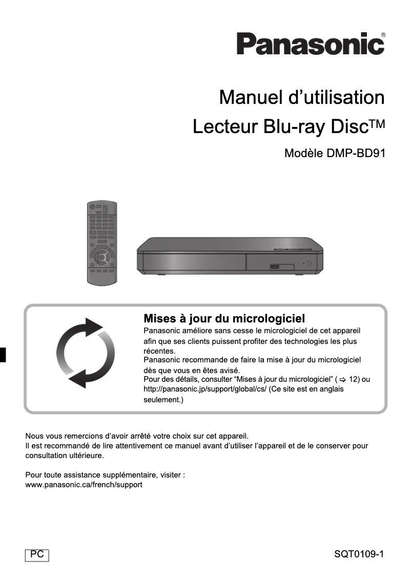 Image de la première page du manuel de l'appareil DMP-BD91