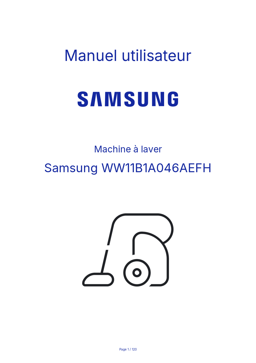 Page n°1 - Manuel utilisateur Samsung WW11B1A046AEFH