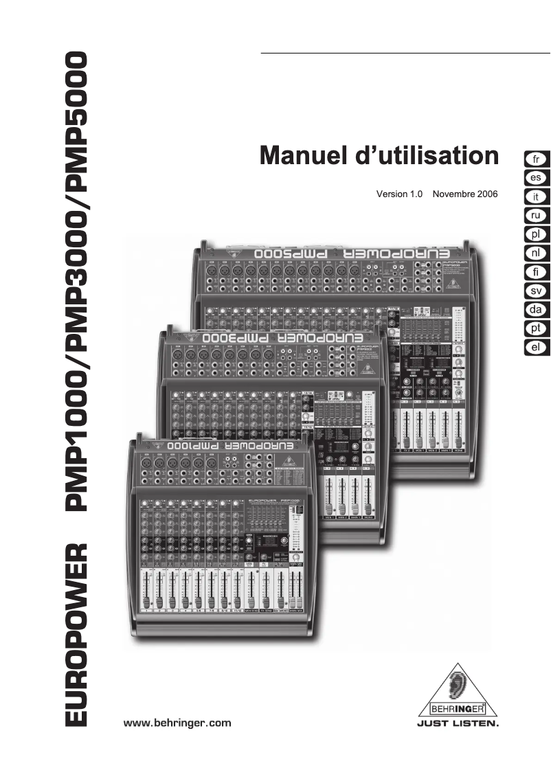 Page 1 de la notice Manuel utilisateur Behringer Europower PMP3000