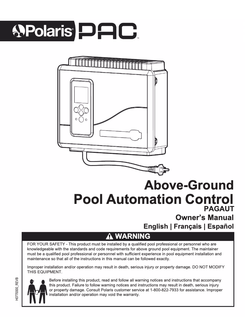 Page n°1 - Manuel utilisateur Polaris PAC PAGAUT