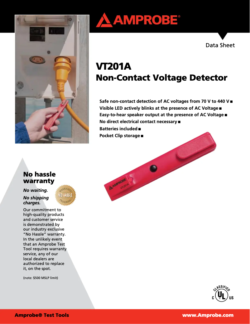 Page n°1 - Manuel utilisateur Amprobe VT201A