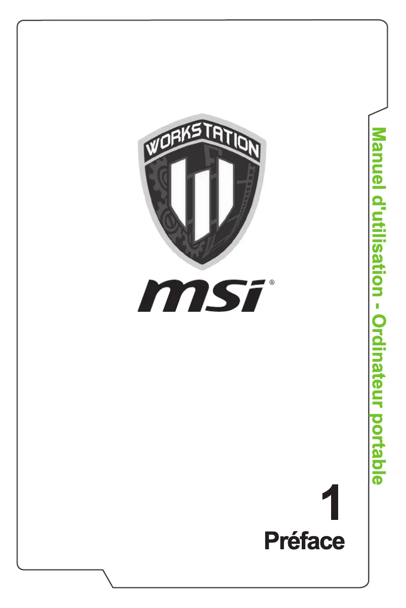Page 1 de la notice Manuel utilisateur MSI Workstation WT72
