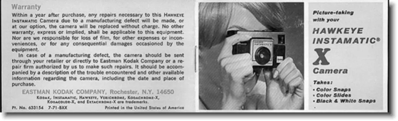 Image de la première page du manuel de l'appareil Hawkeye Instamatic X