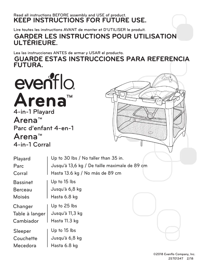 Page 1 of the manual User Manual Evenflo Arena