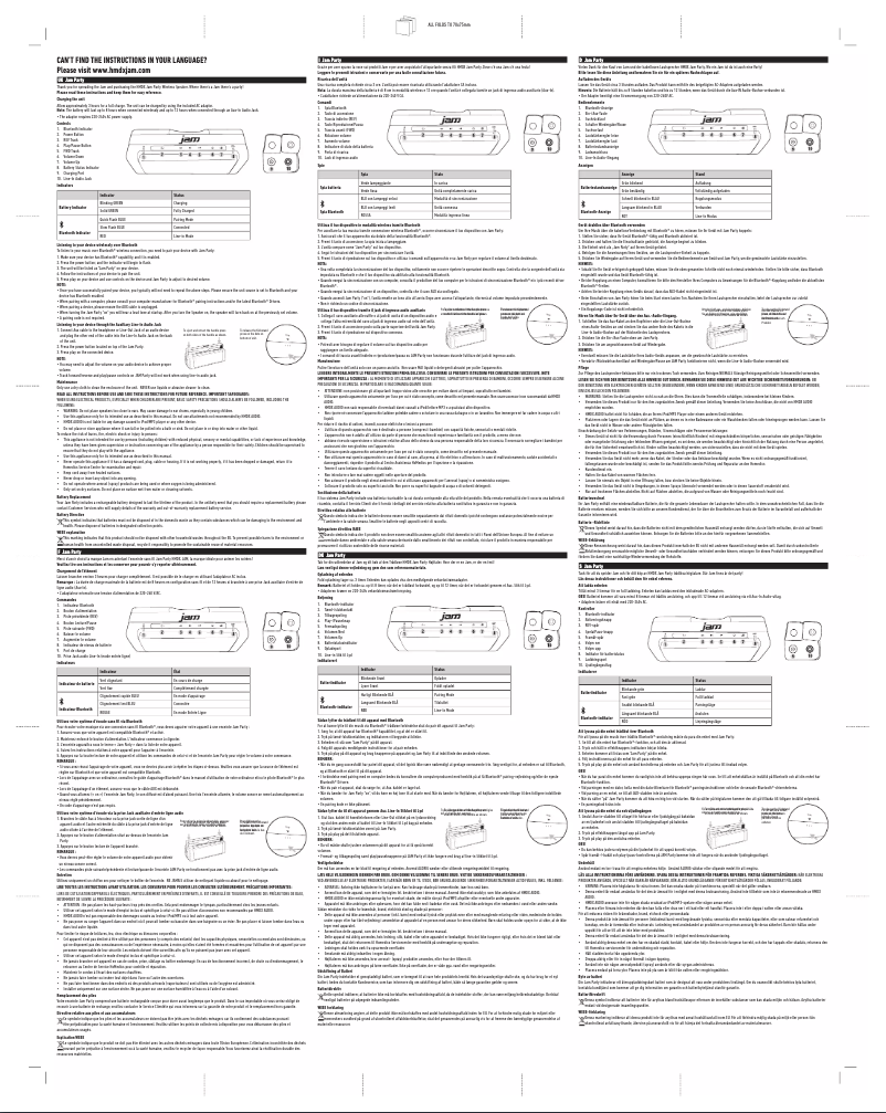 Page 1 de la notice Manuel utilisateur HMDX Jam Party