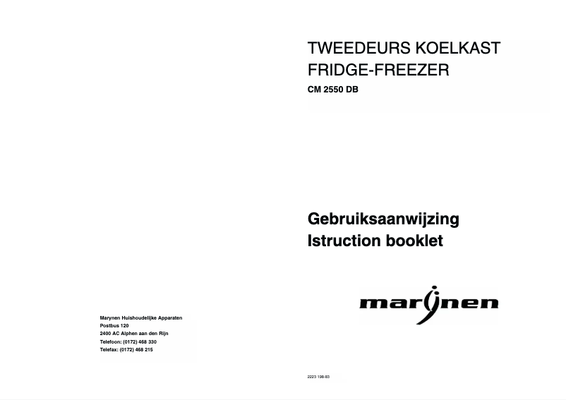 Página 1 del manual Manual de usuario Marijnen CM 2550 DB