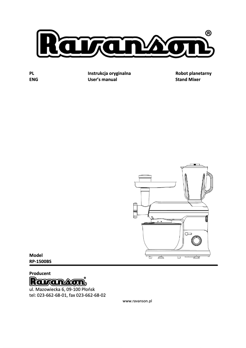 Image de la première page du manuel de l'appareil RP-1500BS