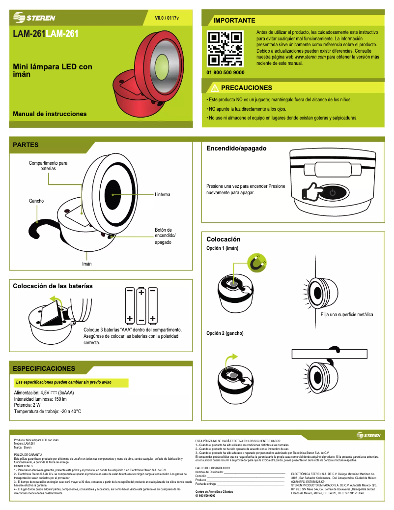 Image de la première page du manuel de l'appareil LAM-261