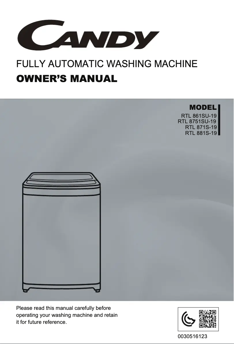 Page 1 de la notice Manuel utilisateur Candy RTL 8751SU-19