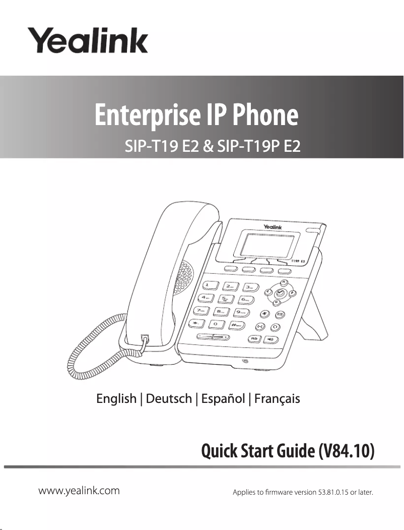 Image de la première page du manuel de l'appareil SIP-T19P E2