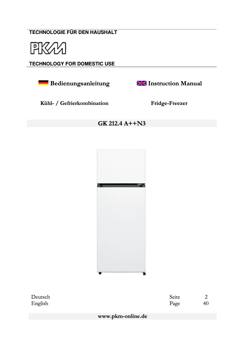 Page 1 de la notice Manuel utilisateur PKM GK 212.4A++N3
