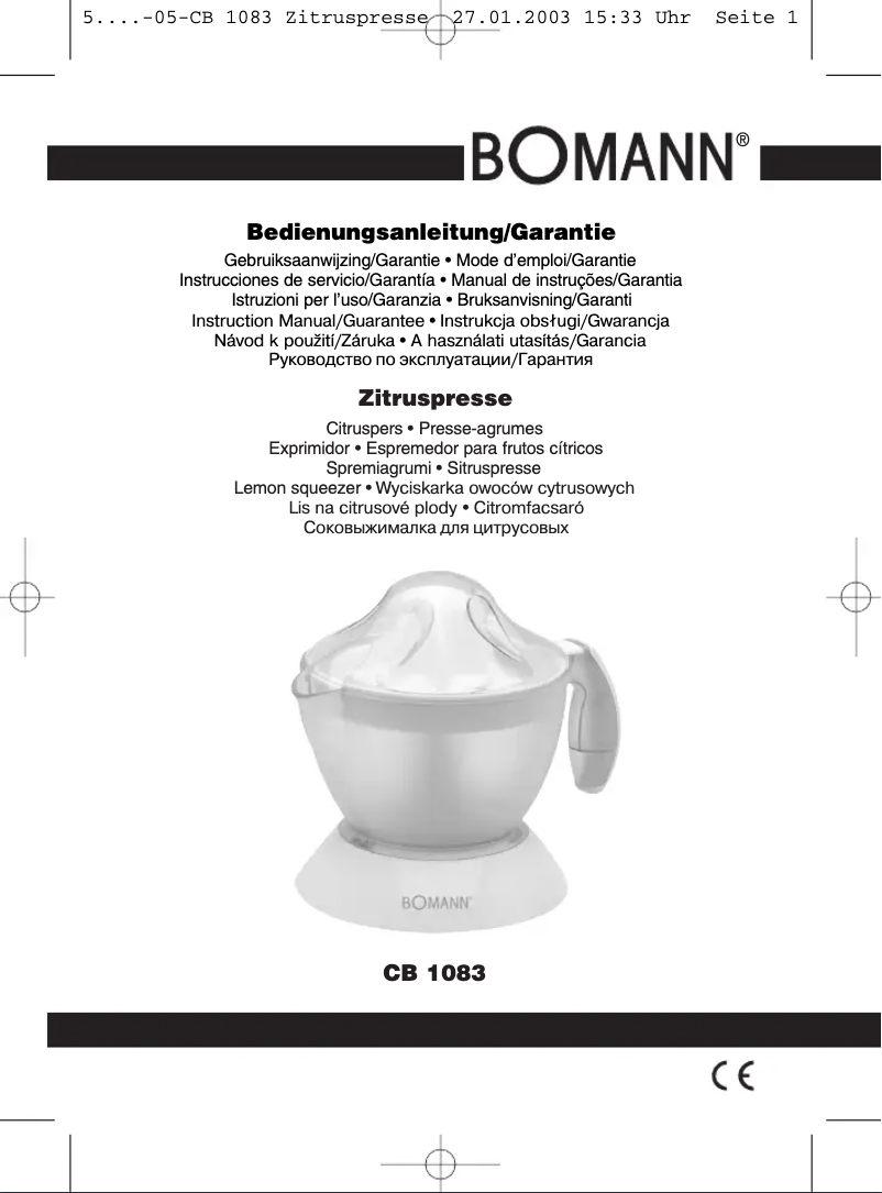 Image de la première page du manuel de l'appareil CB 1083