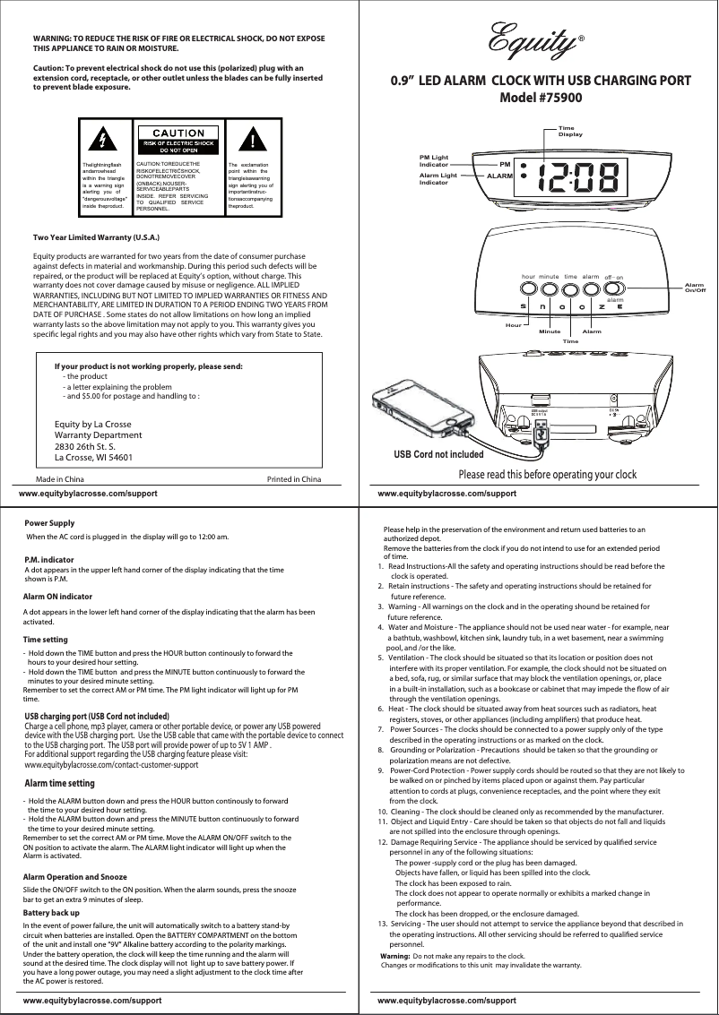 Page 1 de la notice Manuel utilisateur La Crosse Technology 75900