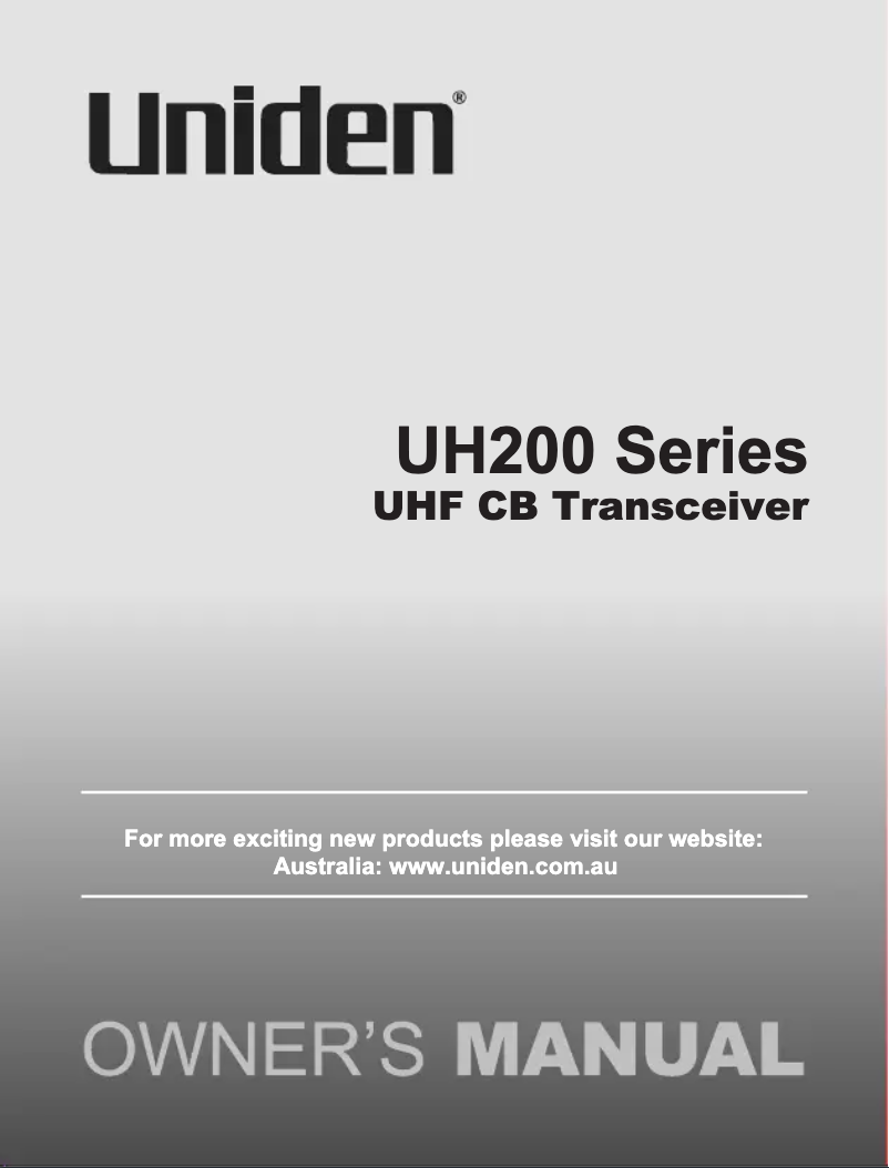 Page n°1 - Manuel utilisateur Uniden UH200