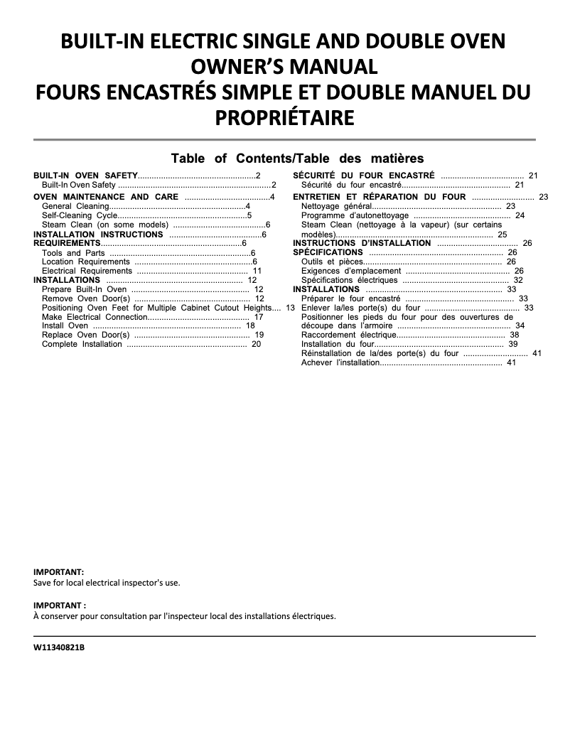 Image de la première page du manuel de l'appareil WOD51EC7HS