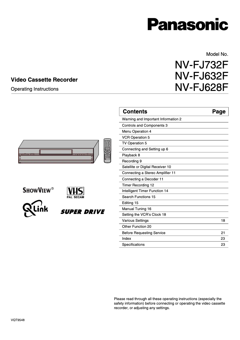 Image de la première page du manuel de l'appareil NV-FJ732F