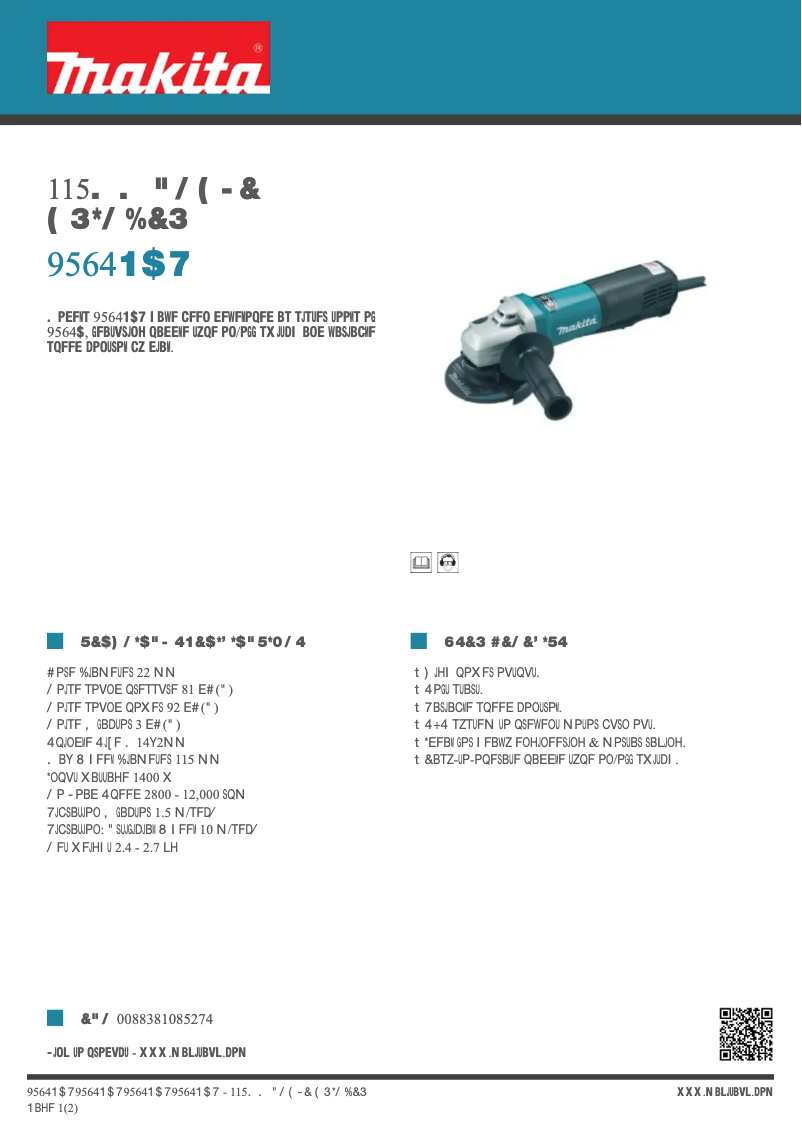Page n°1 - Fiche technique Makita 9564PCV