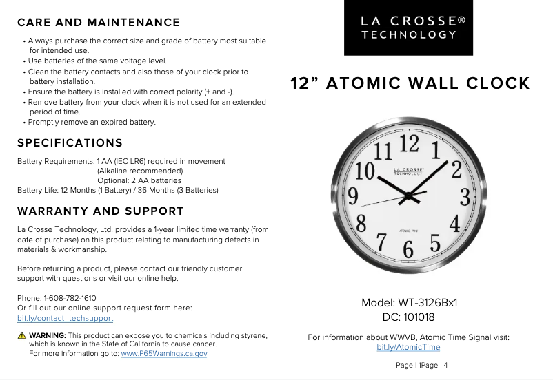 Image de la première page du manuel de l'appareil WT-3126BX1