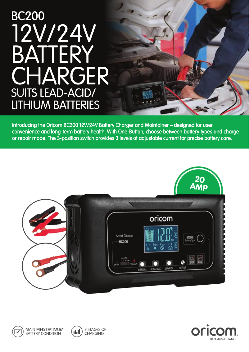 Page 1 de la notice Fiche technique Oricom BC200