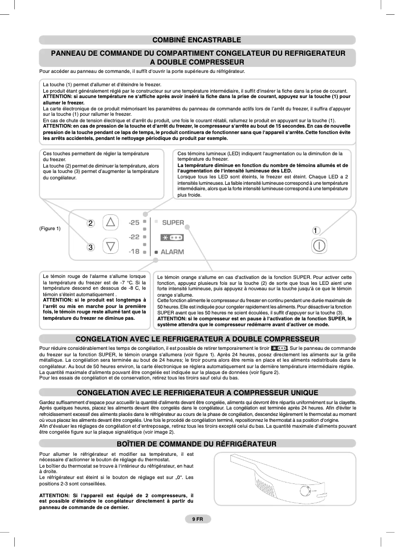 Page 1 de la notice Manuel utilisateur Candy CFBC 3150/1 E