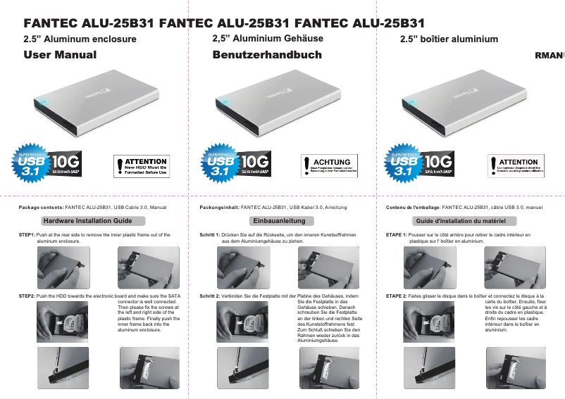 Image de la première page du manuel de l'appareil ALU-25B31