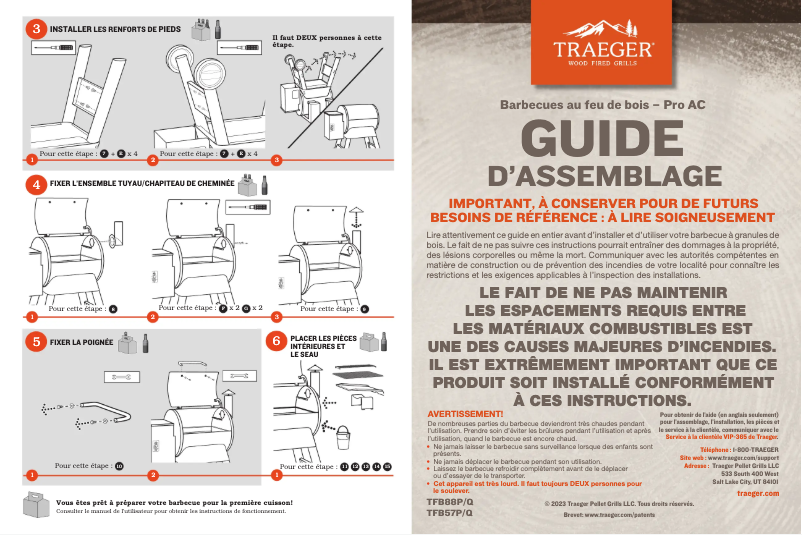 Page 1 de la notice Instructions / montage Traeger Pro 34