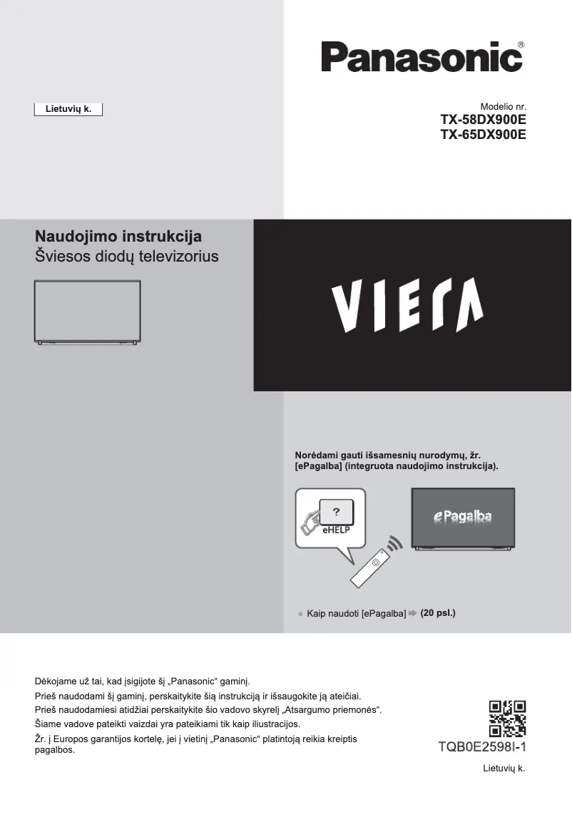 Page 1 de la notice Mode d'emploi Panasonic TX-58DX900E