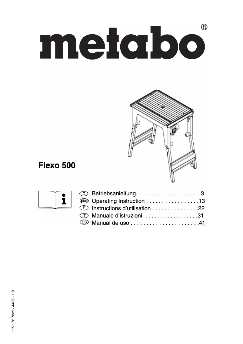 Page 1 de la notice Manuel utilisateur Metabo FLEXO 500
