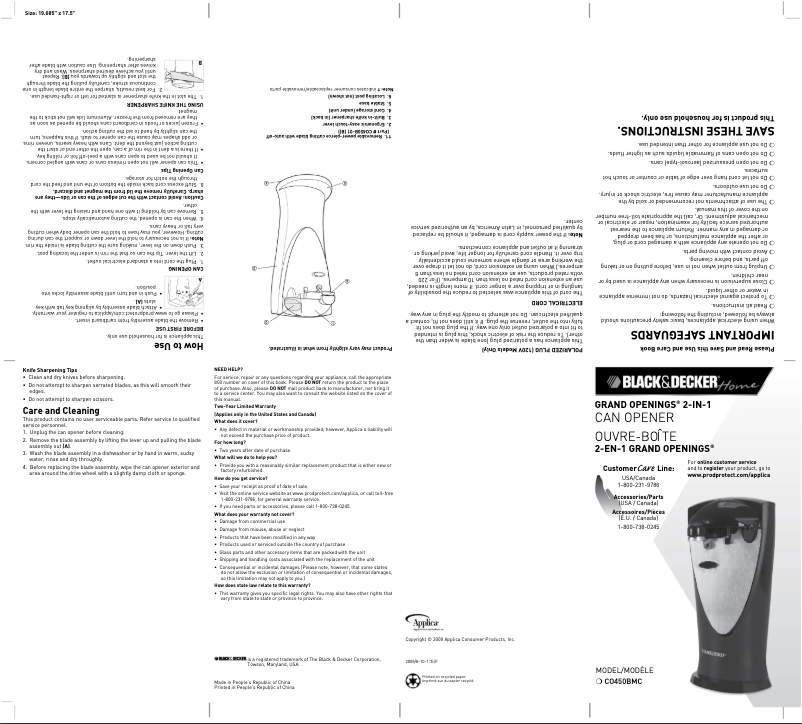 Image de la première page du manuel de l'appareil CO450BMC