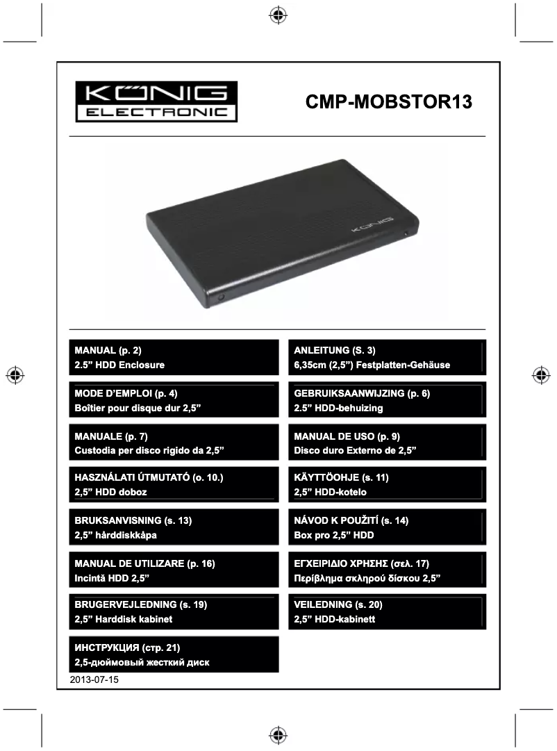 Page n°1 - Manuel utilisateur Konig CMP-MOBSTOR13