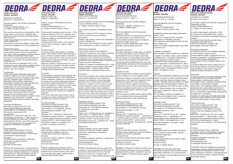 Page n°1 - Manuel utilisateur DEDRA BH1055