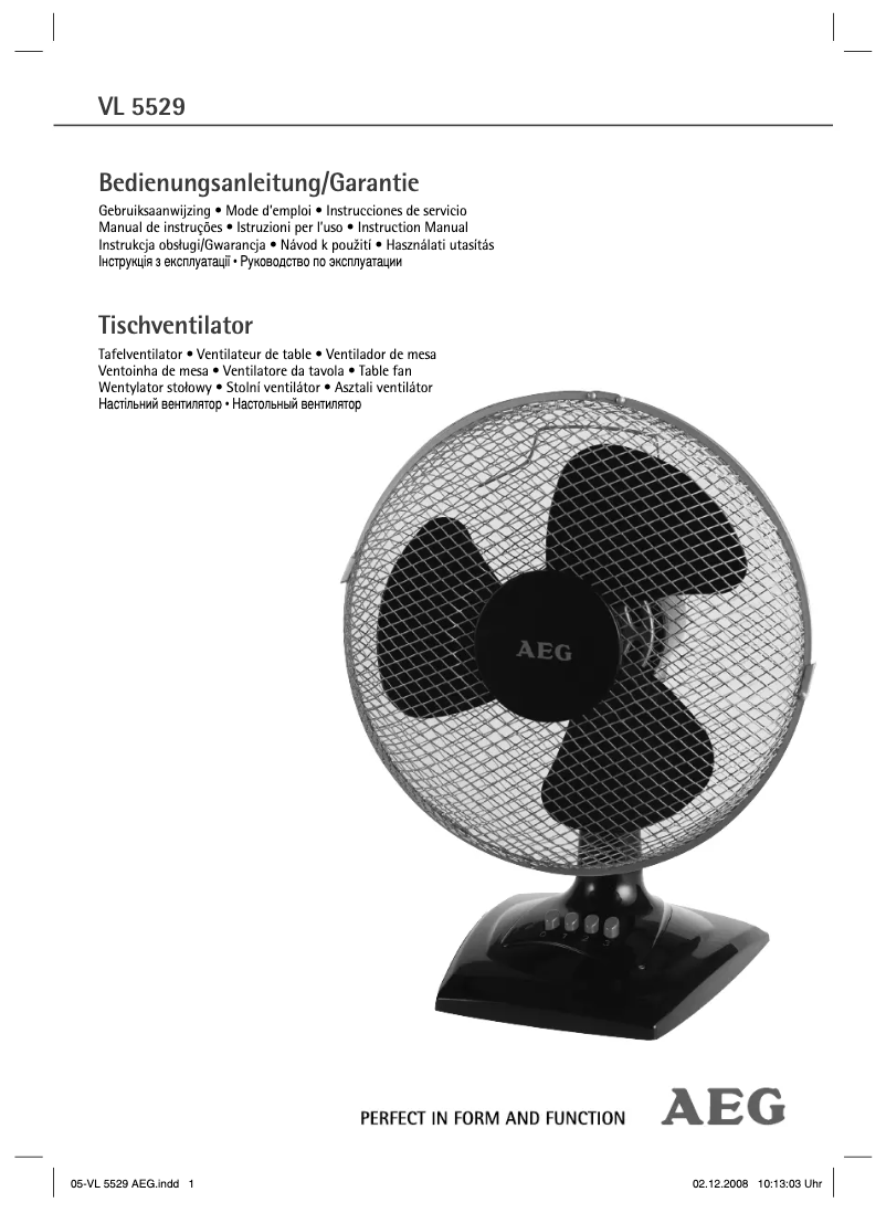 Page n°1 - Manuel utilisateur AEG VL 5529