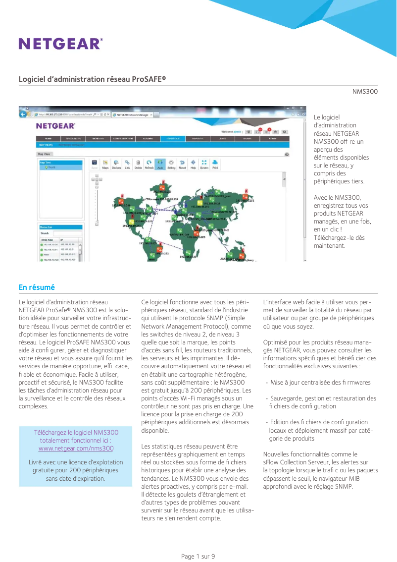 Page 1 de la notice Fiche technique Netgear NMS300