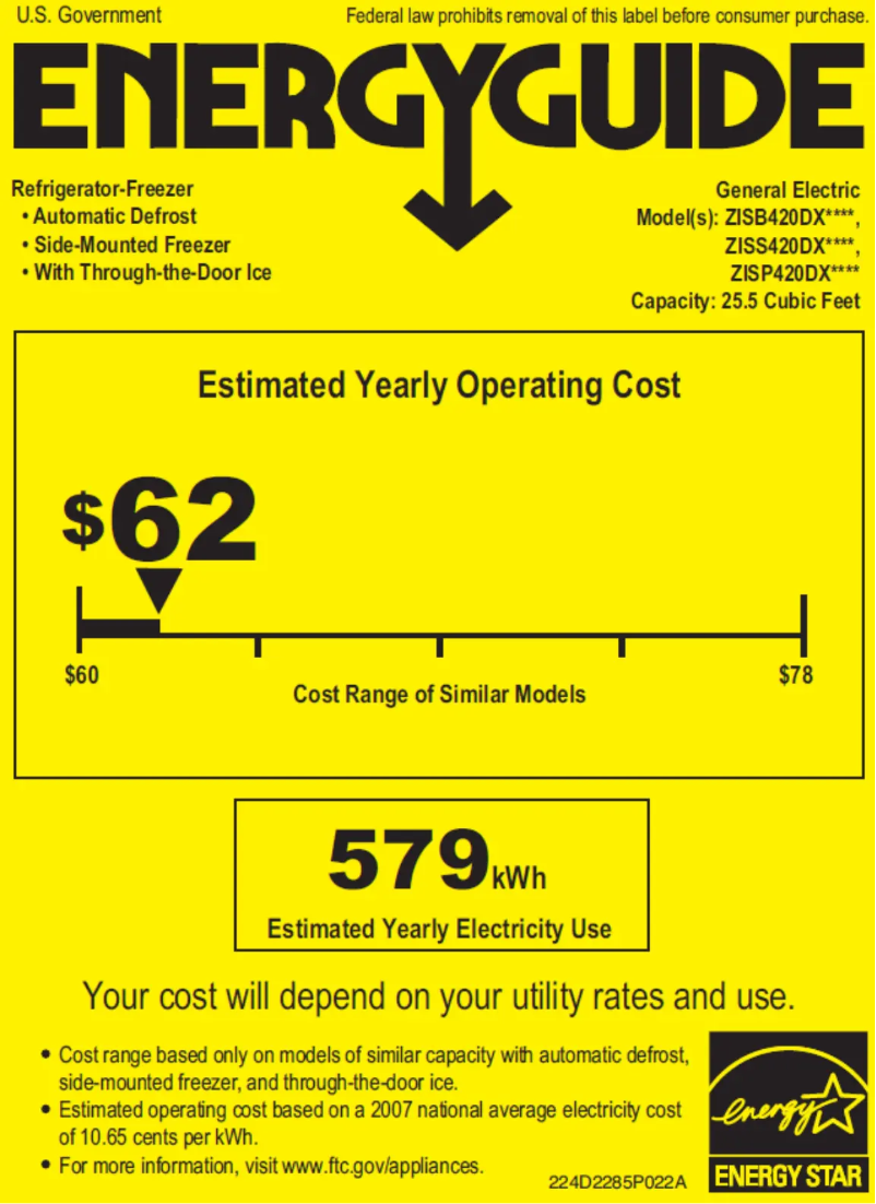 Página 1 del manual Etiqueta energética GE ZISS420DXSS