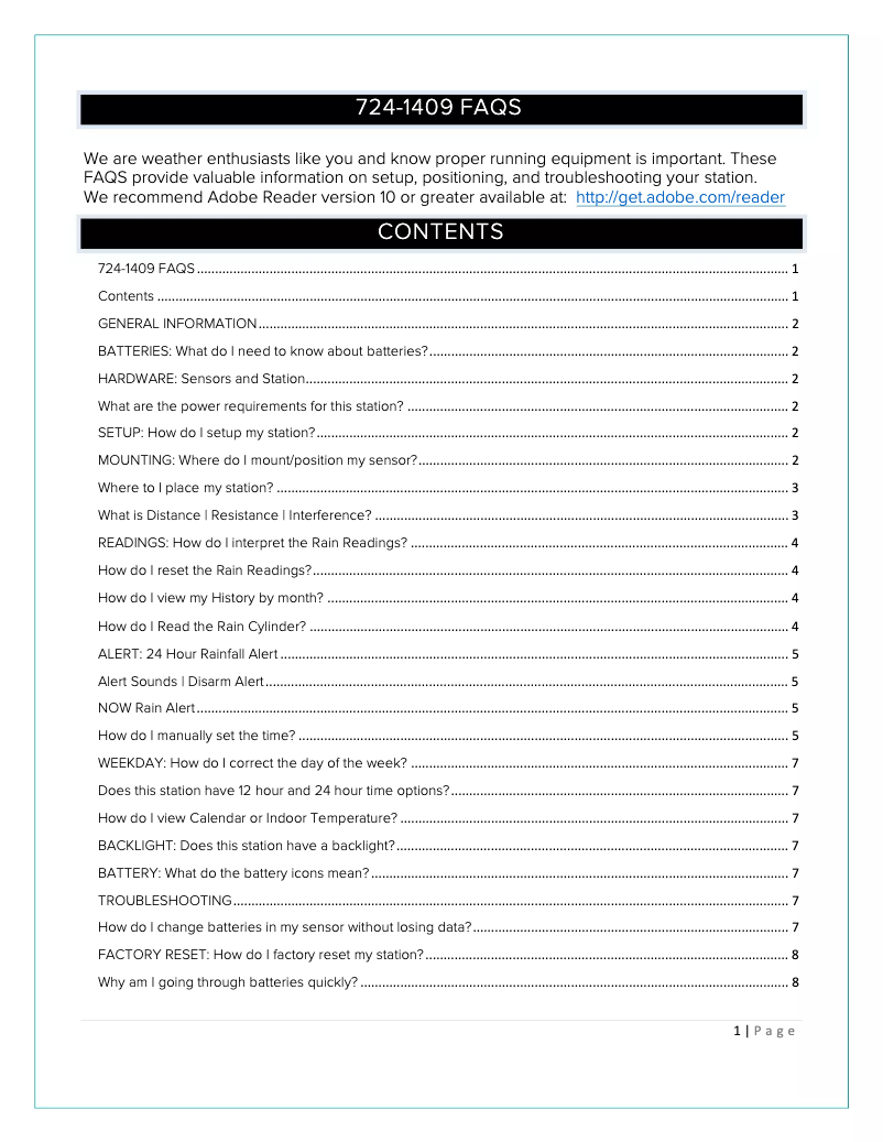 Image de la première page du manuel de l'appareil 724-1409