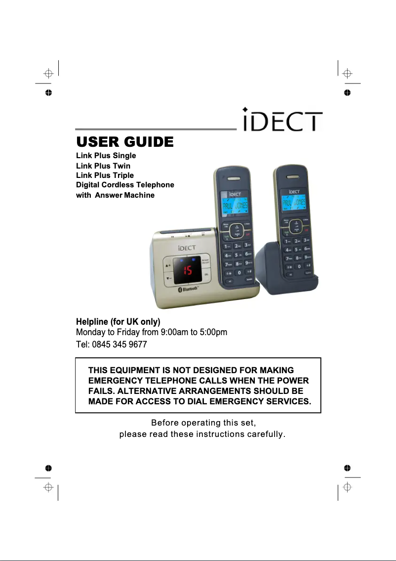 Imagen de la primera página del manual del dispositivo iDECT Link Plus