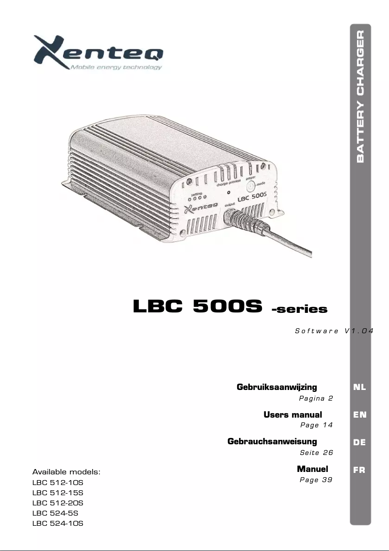 Page n°1 - Manuel utilisateur Xenteq LBC 500S