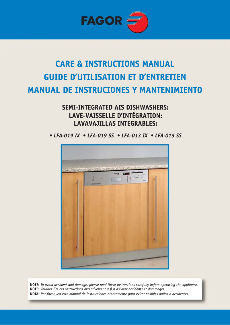 Image de la première page du manuel de l'appareil LFA-013 SS