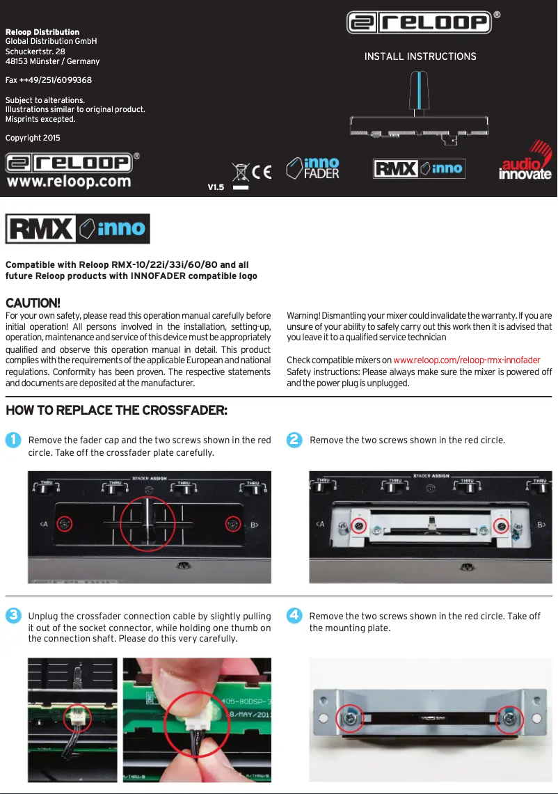 Image de la première page du manuel de l'appareil RMX INNOFADER