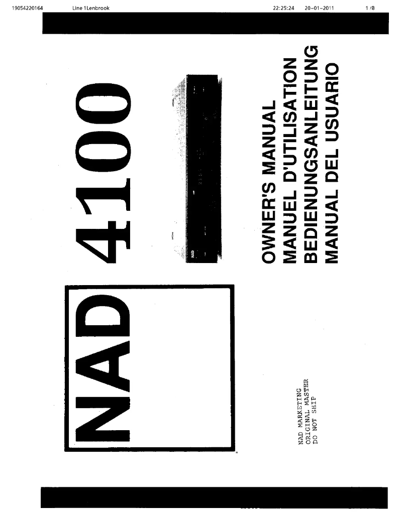 Page 1 de la notice Manuel utilisateur NAD 4100
